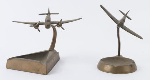 Two WW2 period aeroplane ornament ashtrays, the larger18cm across the wings