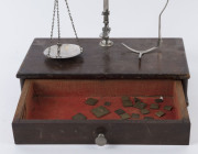 Pharmacy scales and weights, 20th century, 34cm high, 31cm wide, 17cm deep - 2