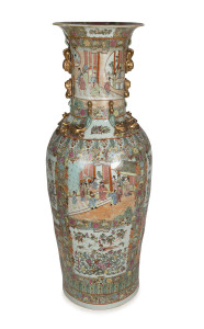 An impressive Chinese famille verte porcelain monumental floor vase, Republic period, ​147 cm high