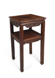 An antique Chinese carved rosewood occasional table, 19th century, 78cm high, 41cm wide, 41cm deep