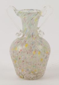 MURANO speckled glass vase with two handles, 20th century, 12.5cm high