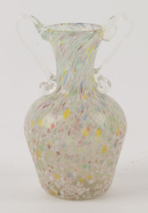 MURANO speckled glass vase with two handles, 20th century, ​12.5cm high