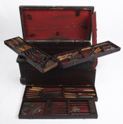 A superb fully fitted pattern maker's tool chest, late 19th century, Of cedar and pine construction with iron carrying handles, black Japanned finish and pattern maker's initials to the face, "H. A. H.". - 3