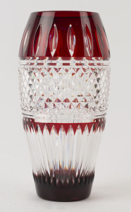 A Bohemian ruby overlay glass vase, 20th century, 30cm high