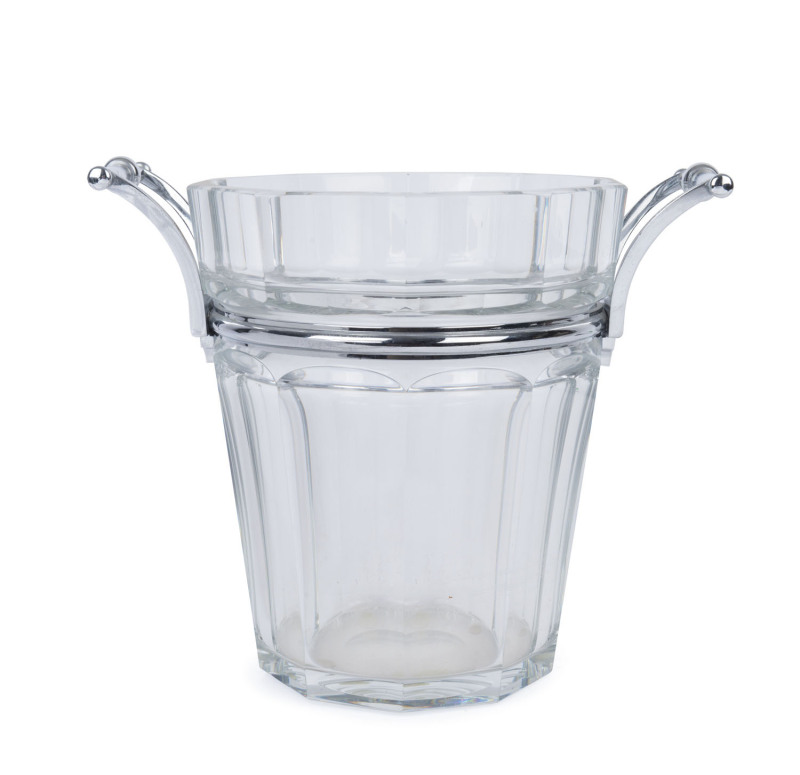 BACCARAT French crystal champagne ice bucket, mid 20th century, acid etched factory mark to base, ​24cm high, 29cm across the handles