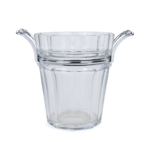 BACCARAT French crystal champagne ice bucket, mid 20th century, acid etched factory mark to base, 24cm high, 29cm across the handles