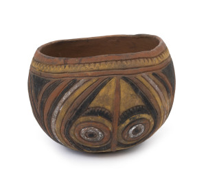 A cooking pot, incised and fired clay with ochre decoration, Wosera region, East Sepik Province, Papua New Guinea, circa 1960, ​16cm high, 21cm wide