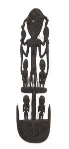 A basket hook, carved wood and shell, Kanganaman village, Middle Sepik, Papua New Guinea, mid 20th century, ​113cm high