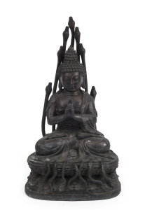 A Chinese bronze Buddha statue with snakes, Republic period, early 20th century, ​31cm high