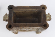 A Chinese carved gray jade censer with dark russet inclusions. Adorned with mythical animal face masks, Chi-Long lion cub finial with carved lion feet, Kui dragon handles and archaic Taotie panels, Qing Dynasty 19th/20th century, 21cm high, 22cm wide - 5