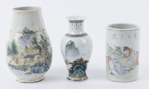 Three Chinese porcelain vases, Republic period, 20th century, the largest 15.5cm high