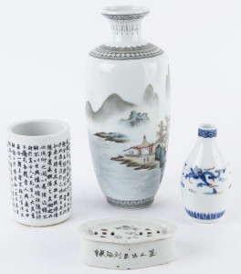 Four assorted Chinese porcelain vases, Republic period, 20th century, the largest 27cm high