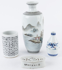 Four assorted Chinese porcelain vases, Republic period, 20th century, ​the largest 27cm high
