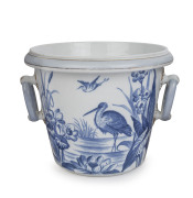 Petrus Regout & Co. Maastricht Dutch blue and white porcelain jardini&egrave;re with gilded highlights, 19th century, stamped "Petrus Regout & Co Maastricht, Struis", ​19cm high, 24cm wide