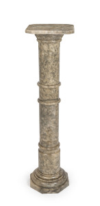 An antique turned marble pedestal, 19th century, 100cm high, 26cm wide, 26cm deep