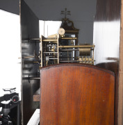 Georgian style longcase clock with three train chime and strike movement striking the hours and quarters on rod gongs, one piece brass dial housed in fine mahogany case with bevelled glass doors, early 20th century, 199cm high, 53cm wide, 59cm deep - 3