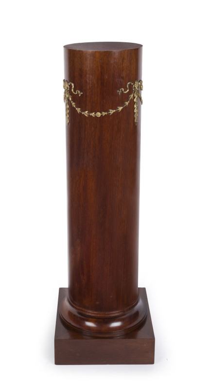 An antique French pedestal, mahogany with ormolu mounts, late 19th century, 88cm high