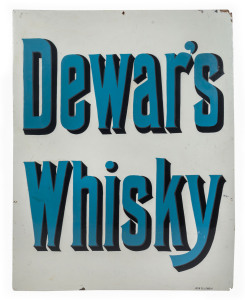 DEWAR'S WHISKY antique enamel and tin advertising sign, 19th/20th century, ​100 x 76cm
