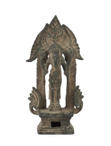 A Khmer bronze statue of Lord Ganesh, Cambodia, 13th century, 12cm high