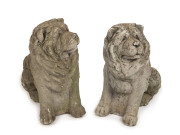 A pair of composition stone Shar Pei dog garden terrace statues, 20th century, 63cm high