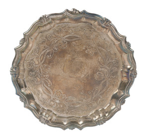 A George II English sterling silver salver by WILLIAM PEASTON of London, circa 1748, 2cm high, 15.5cm wide, 186 grams. ​PROVENANCE: The Jason E. Sprague Collection, Melbourne.