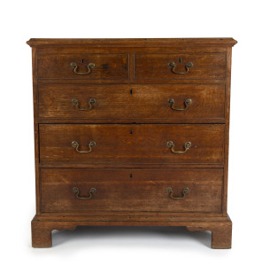 An antique English oak two drawer chest with blanket box lift-top, late 18th century, 100cm high, 95cm wide, 54cm deep