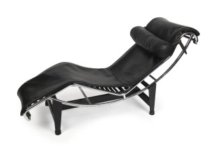 LE COBUSIER LC4 Chaise Longue in black leather and chrome, Serial No.46955, made under licence by Cassini, Italy, circa 1970s,170cm long.
