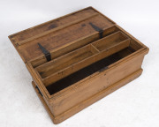 An antique pine blanket box with lift-out candle box tray, late 19th century, 36cm high, 87cm wide, 40cm deep - 2