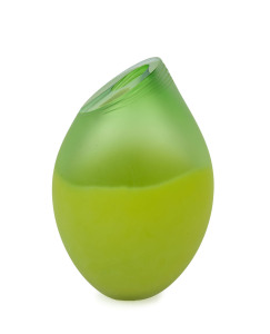 PHILIP STOKES "Hot Pocket" green Australian art glass vase with satin finish, 24cm high