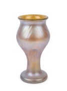 An antique iridescent art glass vase, possibly Steuben or Loetz, fine circular ground pontil mark, 13cm high