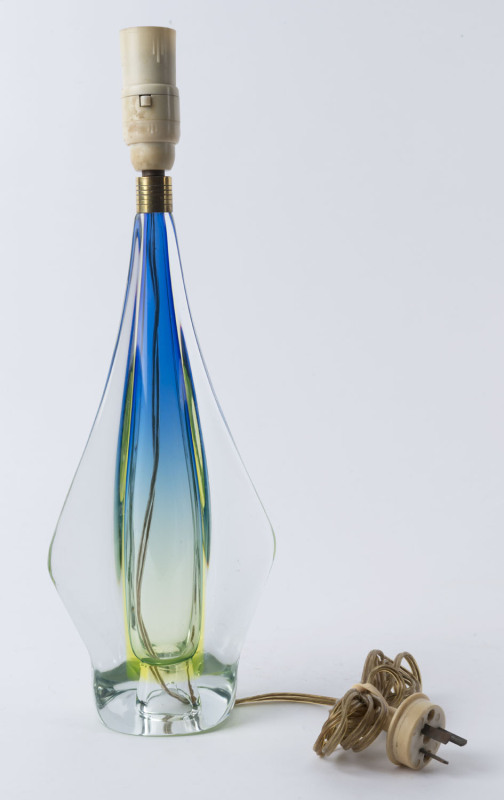 ARTE NUOVA Murano blue and green glass table lamp, circa 1960, 43cm high