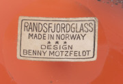 RANDSFJORDGLASS Norwegian orange art glass vase by BENNY MOTZFELDT, 9cm high, 10cm wide - 2