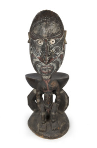 Orator's stool, carved wood and shell with earth pigment decoration, Suap Meri Village, Papua New Guinea, 