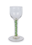 A Georgian glass with green double air twist stem, 18th century, ​14.5cm high