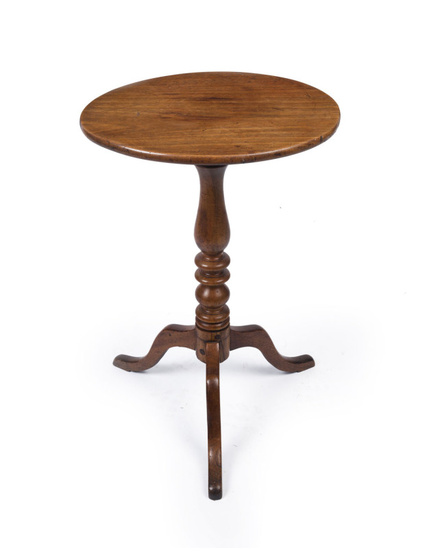 A George III mahogany tilt-top wine table, late 18th century, 69cm high, 45cm diameter