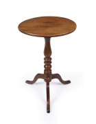 A George III mahogany tilt-top wine table, late 18th century, 69cm high, 45cm diameter