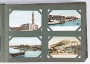 WORLD collection in dilapidated old-time album. Mainly English, Irish, European. Noted useful street scenes, shipping, Gibraltar, Egypt, royalty, children, comic, etc. Mixed condition. (400+). - 3