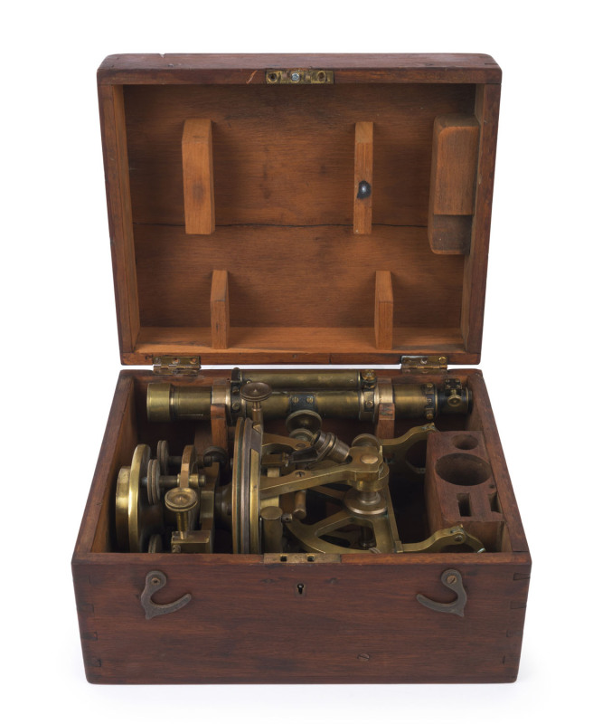 TROUGHTON SIMMS of LONDON Wye 5 inch Vernier theodolite in original mahogany case, late 19th century, the case 30.5cm wide