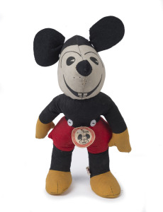 MICKEY MOUSE: early "rat-faced" plush toy by Joy-Toys (Australia), some re-stitching under nose, otherwise well above-average condition, Joy-Toys label on lower-left foot and Walter Disneycopyright label, height 27cm, c.1930s.