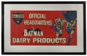 BATMAN & ROBIN: Original All Star Dairies store poster, 1966, produced by National Periodical Publications to promote one of the earliest sponsors of the Batman TV Series, 58 x 108cm; framed and glazed to conservation standard. - 2