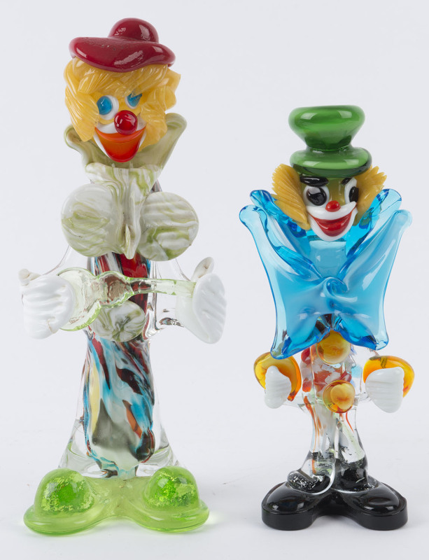 Two Murano glass clown statues, 20th century, 26cm and 22cm high