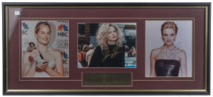 FEMALE ACTORS: mounted displays of signed colour photographs comprising "Hollywood Blondes" featuring Helen Hunt, Sharon Stone & Cameron Diaz; "Dana Delaney" with two signed photos of the actress; plus an untitled display with signed photos of Meg Ryan, J