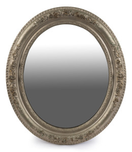 A vintage oval mirror with painted finish, 20th century, ​58cm high, 50cm wide