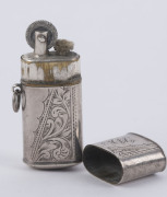 An antique sterling silver cased pocket cigarette lighter, circa 1900, stamped "STERLING SILVER CASE", 5.3cm high - 2