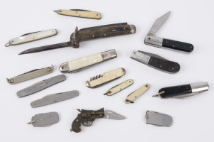 Sixteen assorted antique and vintage pocketknives, 19th and 20th century, ​the largest 21cm long