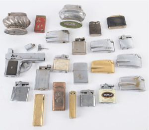 Group of 22 assorted vintage cigarette lighters, 20th century, ​the gun example 10cm long