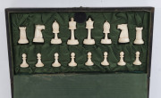 CHESS SET, carved whalebone, housed in original fitted folding games box, early 20th century, ​the box 29.5cm wide - 2