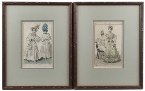 A pair of antique French fashion prints,19th century, framed 34 x 27cm overall