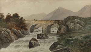 JOHN T. PARRY (active 1860s), Landscape with stone bridge, watercolour, signed lower right, 30 x 48cm.