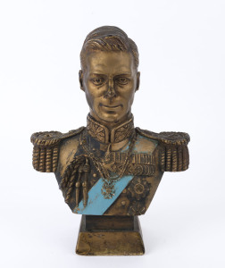 KING GEORGE VI coronation bust, painted chalk ware, circa 1936, 33cm high